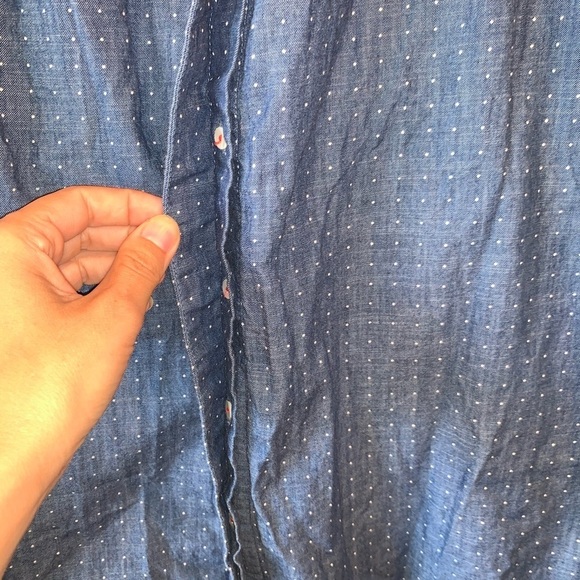 Anthropologie Holding Horses Western Chambray Cold Shoulder Button Down Top 12 - Picture 5 of 9